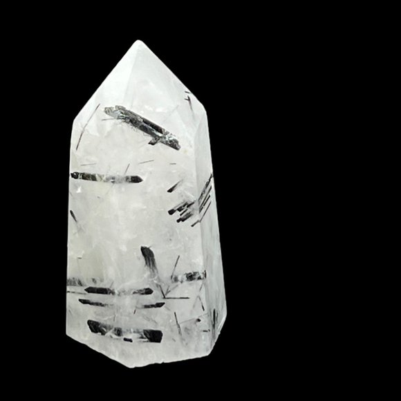 Rutilated Quartz Pointed Natural Mineral Rock Specimen Tower Stick Formation - Picture 4 of 9